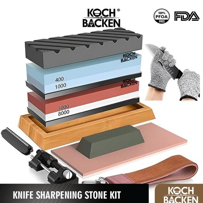 

Terlaris Koch&Backen Whetstone Knife Sharpening Stone 2 Side Grit 400/1000 And 3000/8000 - Batu Asah Pengasah