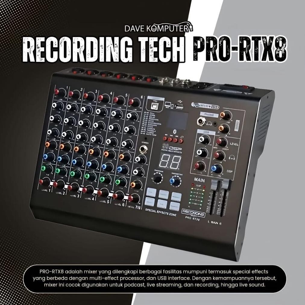 ''Terlaris" Recording Tech Pro-Rtx8 / Pro Rtx8 Professional Audio Mixer 8 Channel Murah