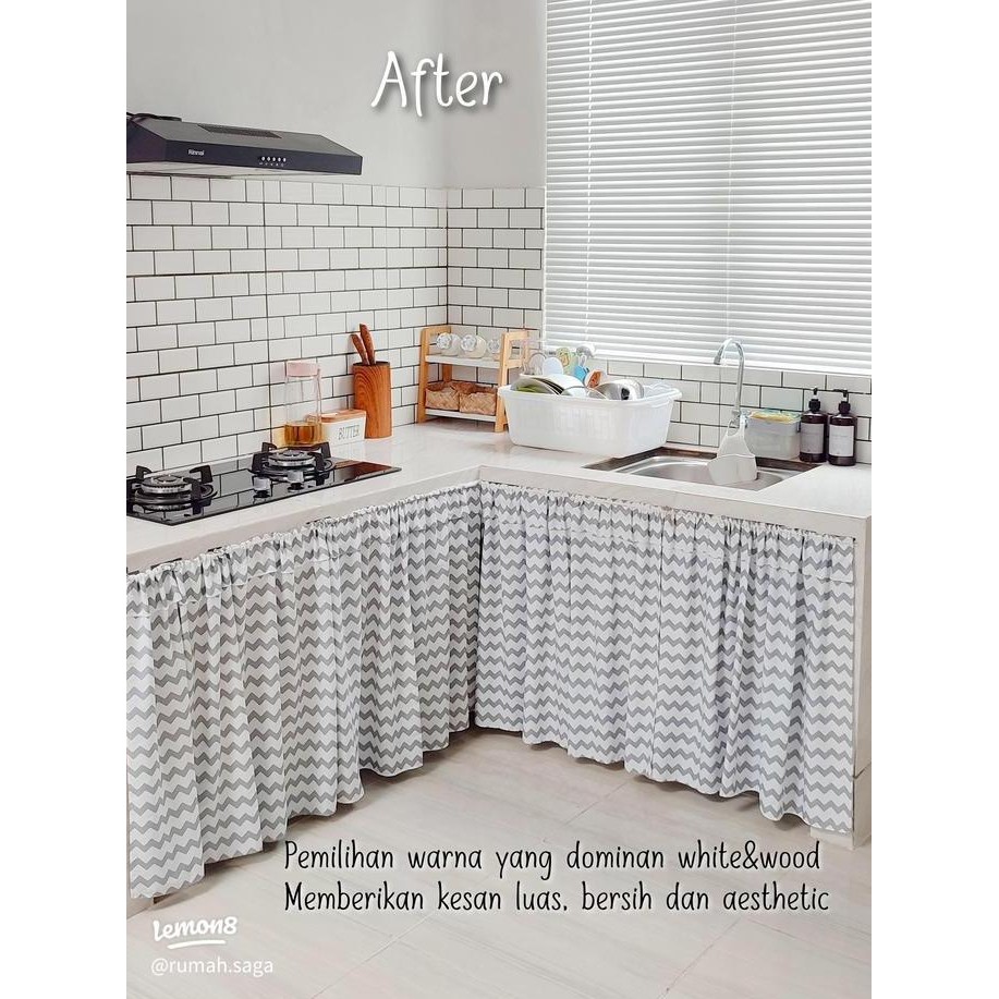 [PREMIUM] Gorden Kolong Dapur Retro Abu