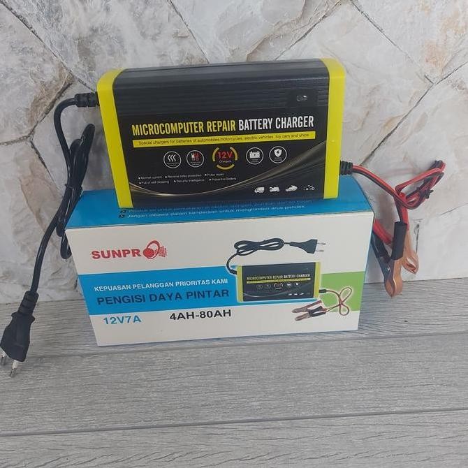 ready Cas Aki Battery Charger 12v 7A Pengisi Daya Pintar Sunpro 12v7A