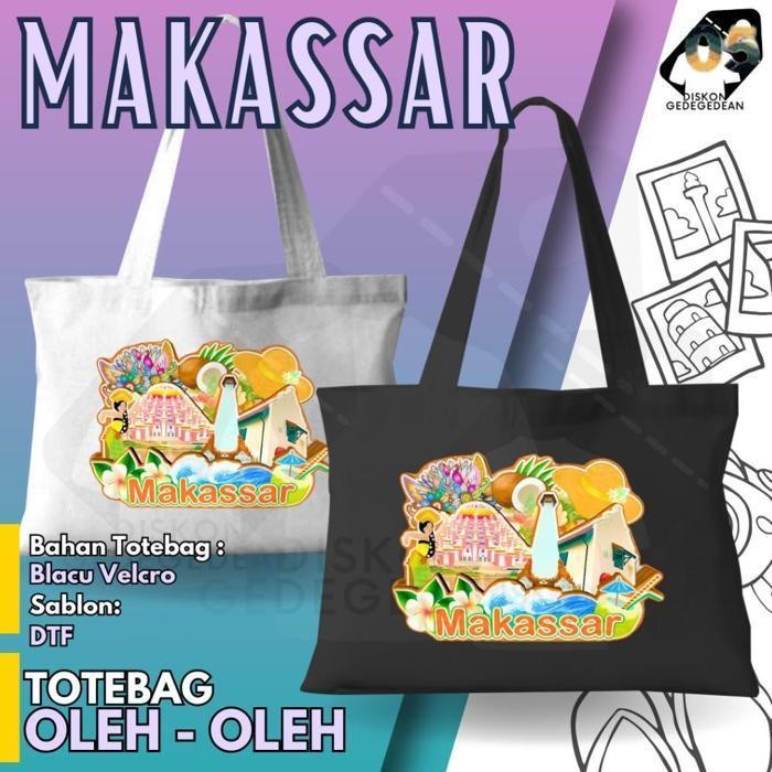 Jual Diskongedegedean Totebag Souvenir Makassar Tas Oleh Oleh Makssar Bahan Blacu Sablon
