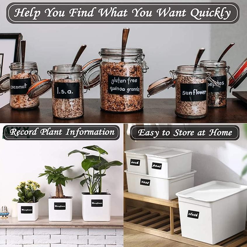 

Premium (300Pcs/Roll) Chalkboard Labels Rectangle Shape PVC Waterproof Labels Sticker Jam Chalkboard Kitchen Spice Home - Stiker Label Hitam Persegi High Quality