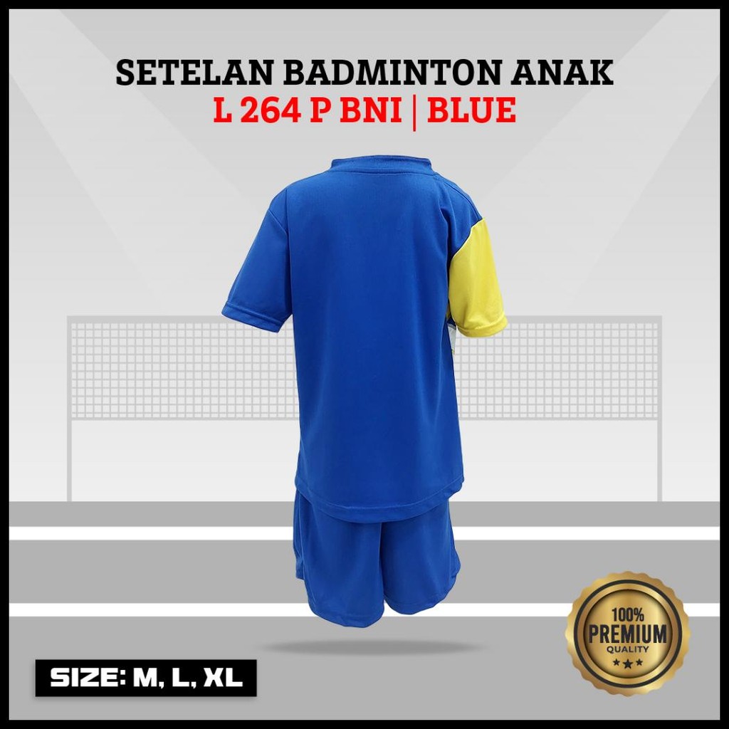 SETELAN BADMINTON ANAK KAOS BULUTANGKIS JUNIOR PRINTING L 264 BNI