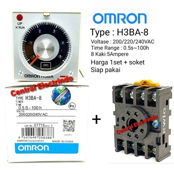 

Terlaris Timer Omron H3Ba-A8 220Vac + Socket