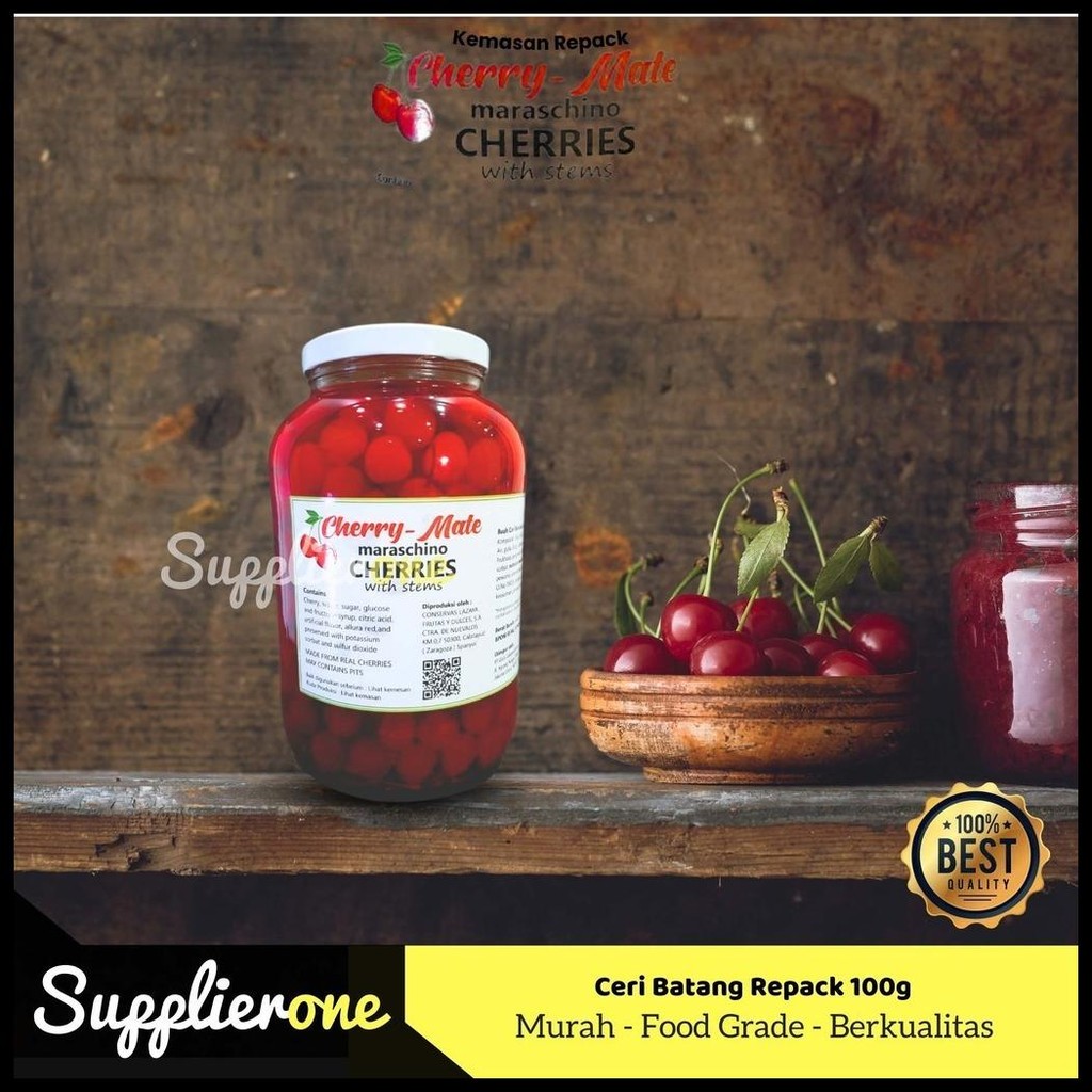 

CHERRY MATE REPACK 100G / CHERRY MARASCHINO / CHERRY TANGKAI MERAH / BUAH CHERRY DENGAN TANGKAI / BUAH CERI REPACK