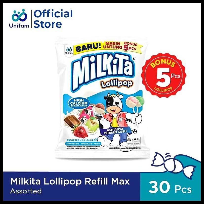 

MILKITA MILK LOLLIPOP REFILL MAX BARU | ISI 30 PCS @ 9 GR