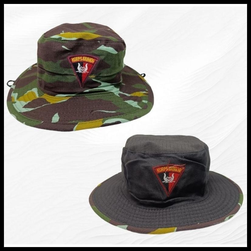 TOPI RIMBA LORENG HITAM BRIMOB