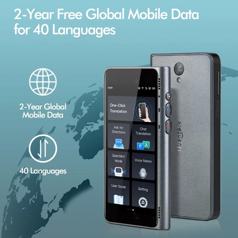 

Timekettle Fluentalk T1 Intelligent Translation Machine with 4" HD Screen Support Multi-language and Photo Translation Real-time