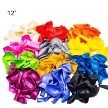 Ready Grosir {Isi 100 Pcs} Balon Metalik Biru Tua Biru Muda Putih / Balon Latex / Balon Metalik 12 I