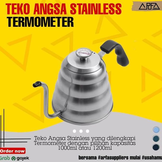Tersedia Teko Angsa Stainless Termometer Gooseneck 1liter