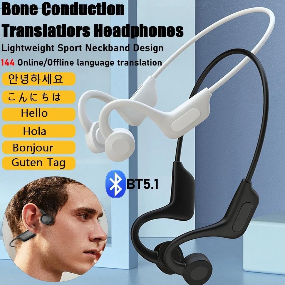 

Open-Ear Headphones 144 Languages Bluetooth-Compatible 5.1 Translation Earphones Translator Device for Travel Business Learning