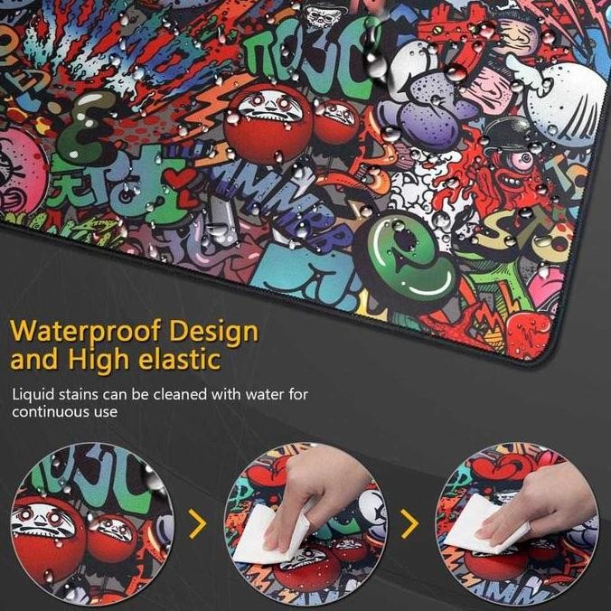 Gaming Mouse Pad Glowing GRAFITI High Precision 90X40CM Tatakan Alas Mause Keyboard Key Board Comput