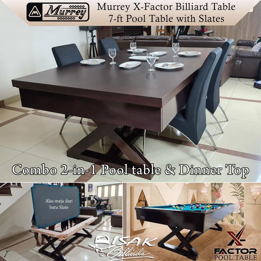 Murrey X-Factor 7-ft Combo 2-in-1  Pool DinnerTable - Batu Slate Meja Billiard 7 feet Biliar Asli