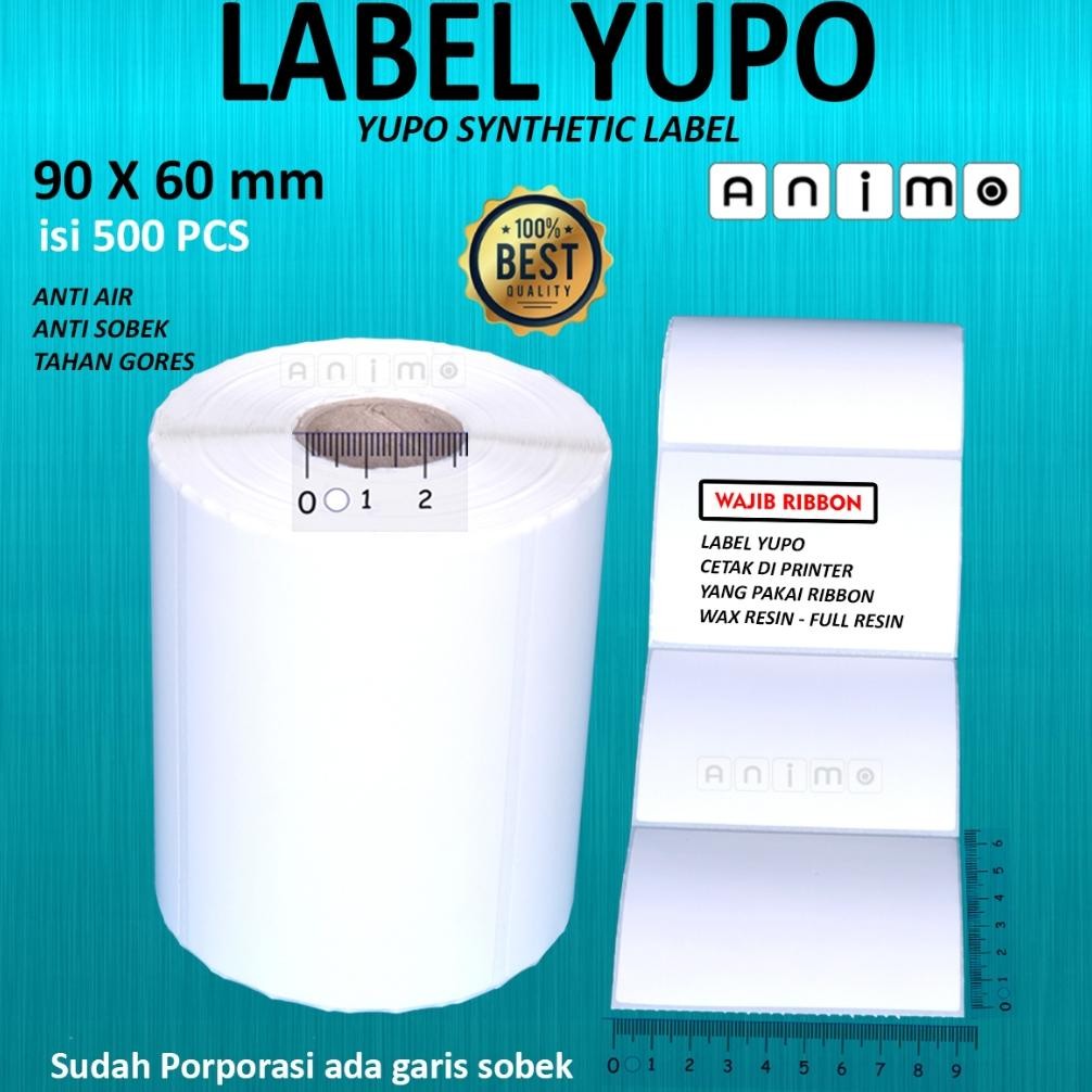 

LABEL YUPO 90X60 - STIKER YUPO 9X6 CM - Yupo Synthetic Label Barcode 90 X 60 MM = 500 PCS MURAH