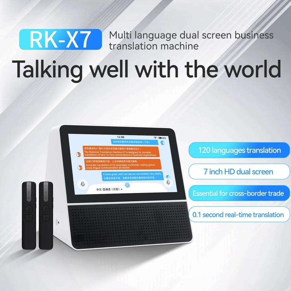 

Language Translator 7 Inch Double Screen Translator 120 Languages WiFi Touchscreen Translator Device for Business Conference