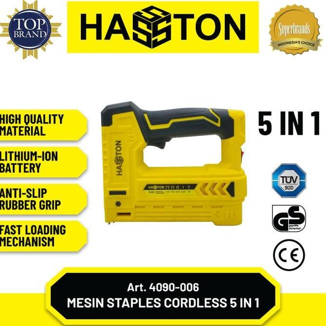 

BERKUALITAS HASSTON MESIN STAPLES CORDLESS 5 IN 1 / CORDLESS STAPLES GUN(4090)