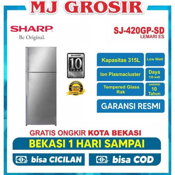 TERLARIS - KULKAS SHARP SJ 420 GPSD LEMARI ES 2 PINTU SJ420GPSD SJ 420GPSD PLASMA