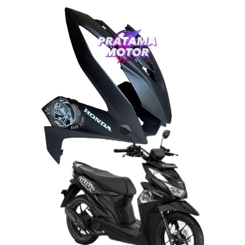 Cover Tameng Body Depan Beat Street Hitam Doff 2021 2022 2023 Plus Striping