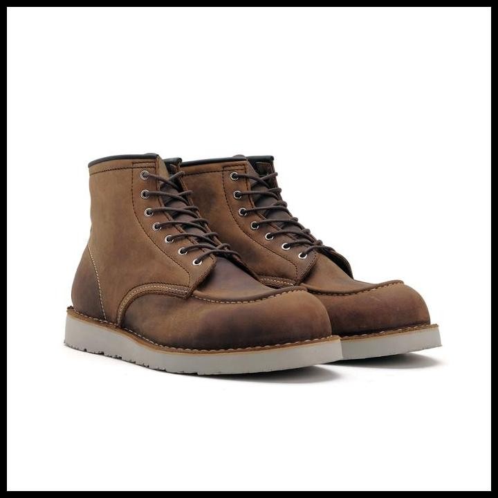 Lennox Aztec Tan - Sepatu Kulit Moc Toe Boots Rugged Style Crazy Horse Original Best Seller