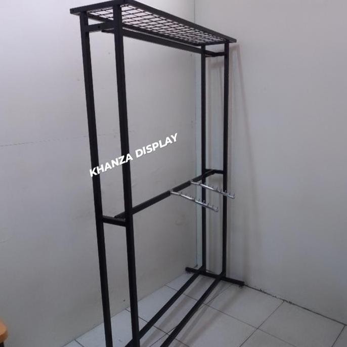 Rak baju besi gawangan baju 2 tingkat Tinnggi-200cm panjang 120cm