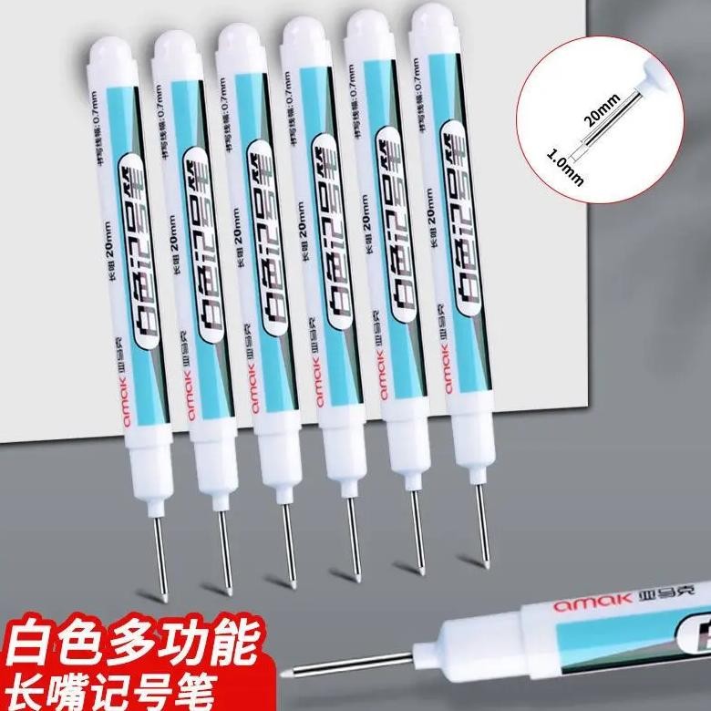 

White Long Head Deep Hole Marker Pens Marker Pen For Metal Oily Waterproof Plastic Gel Pen Writing Drawing Graffiti Stationery