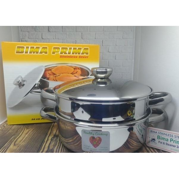 Bima Panci Kukus Nasi Steamer Kompor Induksi Listrik Dandang 24Cm
