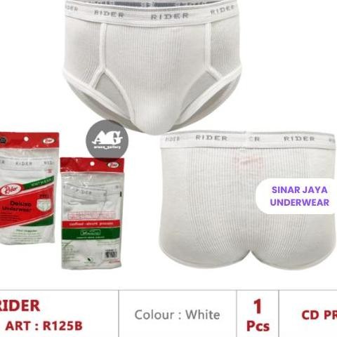Celana Dalam Pria Rider 125 Putih Ukuran 32, 34, 36, 38, 40, 42 Terbaru