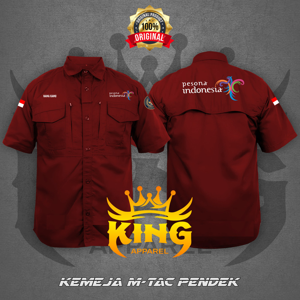 KEMEJA SERAGAM Tactical Lapangan MTAC PESONA INDONESIA PARIWISATA TRAVEL custom bordir satuan pria w