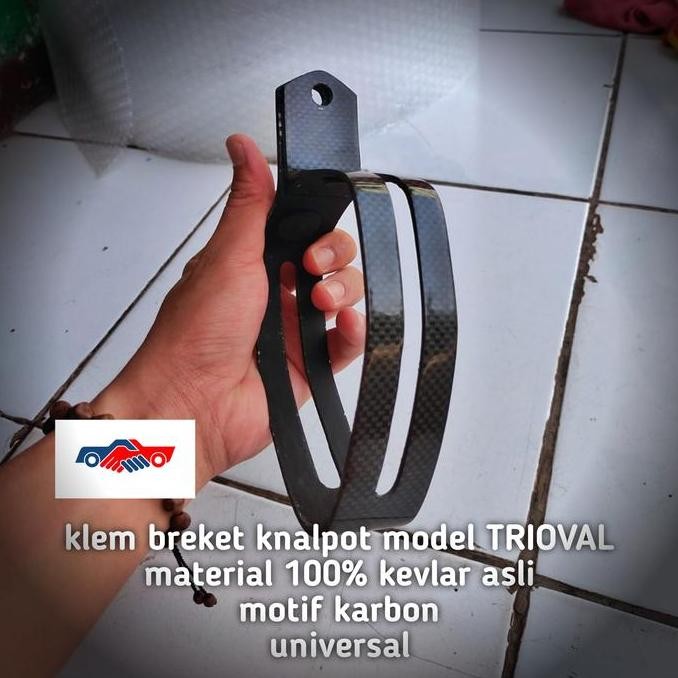 klem breket knalpot TRIOVAL model layang karbon kevlar