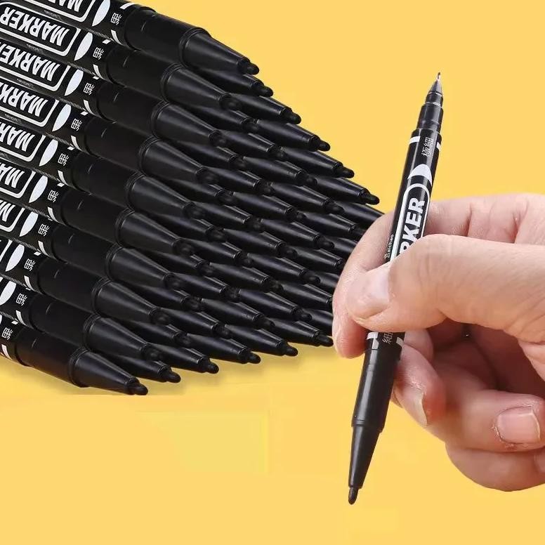 

9Pcs/Set Twin Tip Permanent Art Marker Pen Double Headed Oily Waterproof Ink Black Blue Red 0.5Mm 1Mm Drawing Logistics Glass