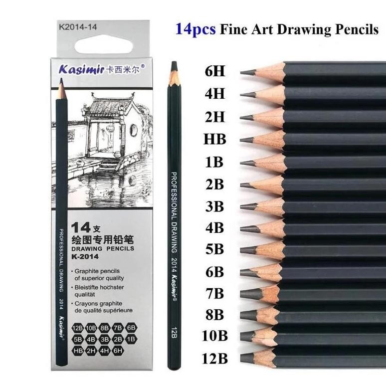 

14Pcs/Set Drawing Sketch Pencils Set Wooden Professional Art Supplies Hb 2B 6H 4H 2H 3B 4B 5B 6B 10B 12B 1B Painting Stationery