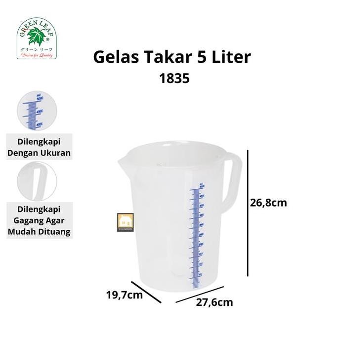 Tersedia Green Leaf Gelas Ukur / Takar 5 Liter 1835