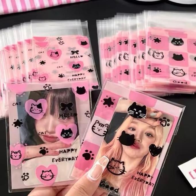 

(50 lembar)Plastik Bungkus Photocard Sleeve Hadiah Bingkisan OPP Corak Warna Warni - 50 Lembar