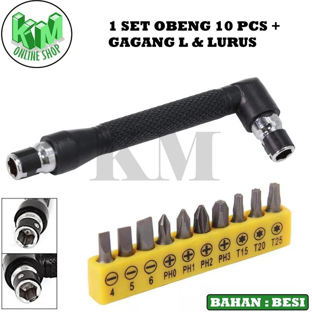 Obeng Set Plus Minus Screwdriver Kunci L Mata Dual Head Obeng Set