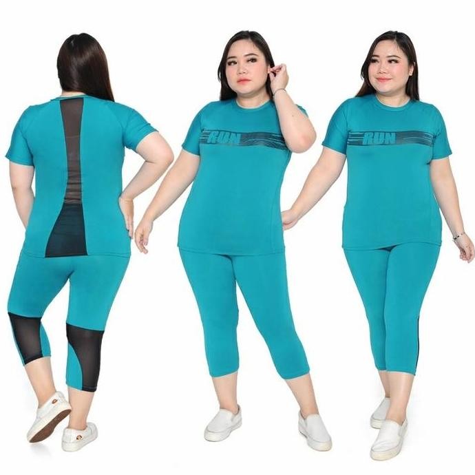 BAJU SENAM AEROBIC SET RUN JUMBO BAJU ZUMBA WEAR WANITA BAJU YOGA GYM KA