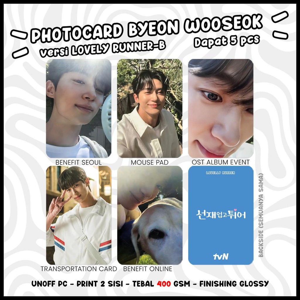 (DAPAT 5 PCS) PHOTOCARD BYEON WOOSEOK RYU SUNJAE BWS AKTOR KOREA UN PC KPOP