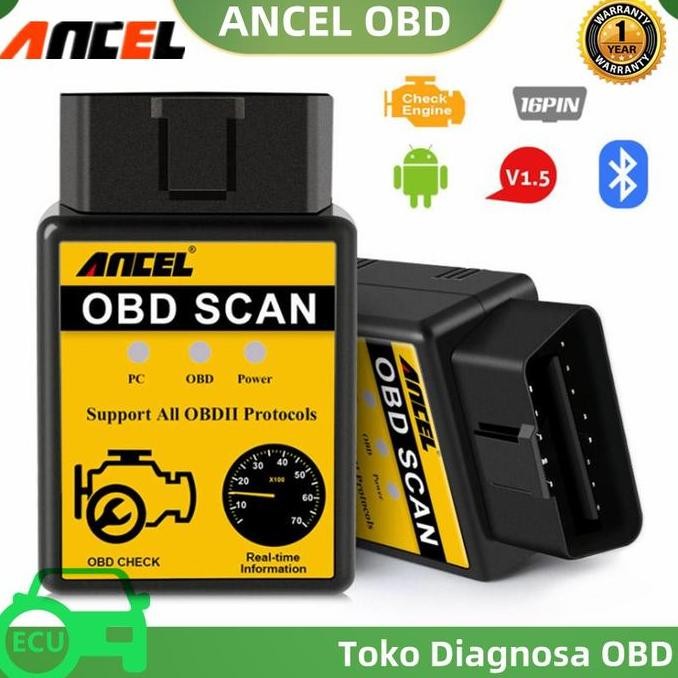 ANCEL ELM327 Scanner Mobil OBD2 Terbaik Alat Diagnostik Bluetooth