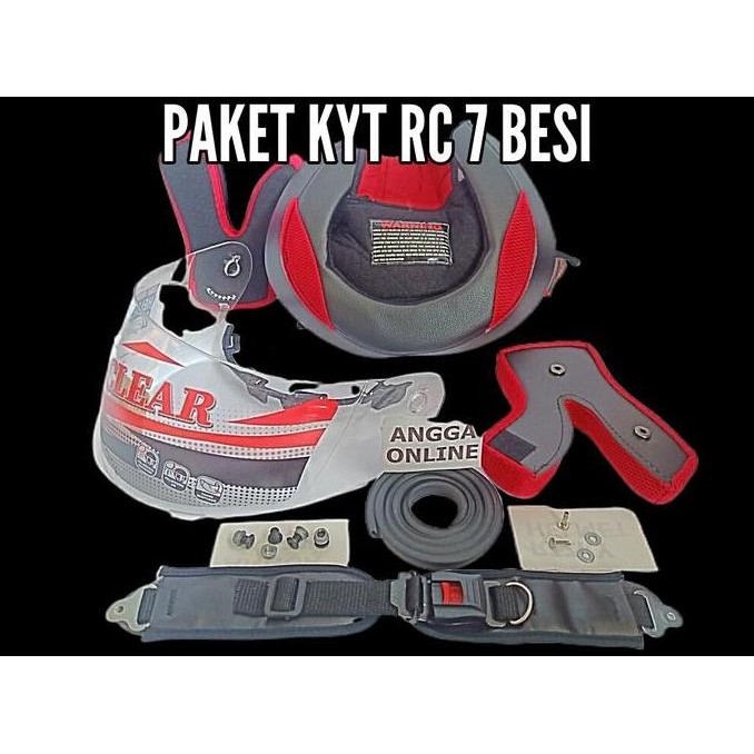 NEW PREMIUM Paket KYT RC7 Besi, Busa Helm KYT RC7, KYT RC 7 Kancing Besi + Kaca Helm KYT RC7, KYT RC