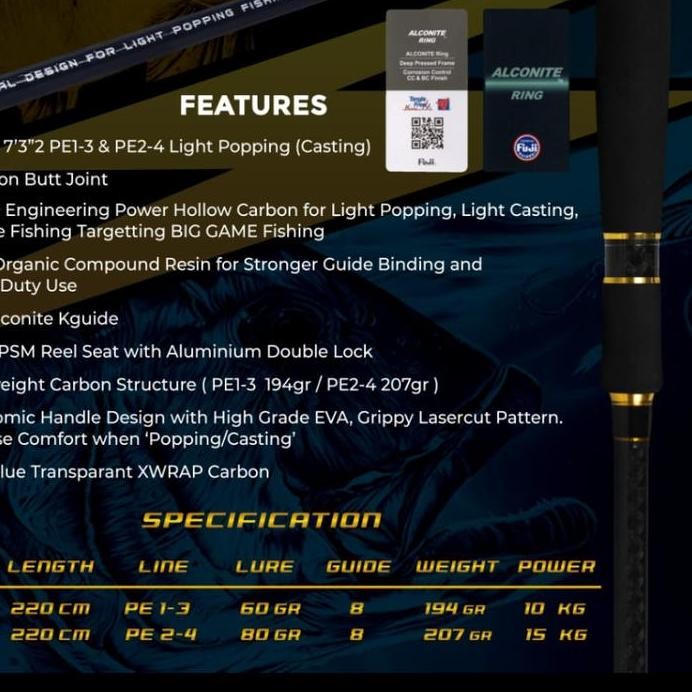 

Terlaris Joran Pancing Daido Zeus Popping 220 Cm Pe 1 3 Atau 2 4 Cincin Alconet