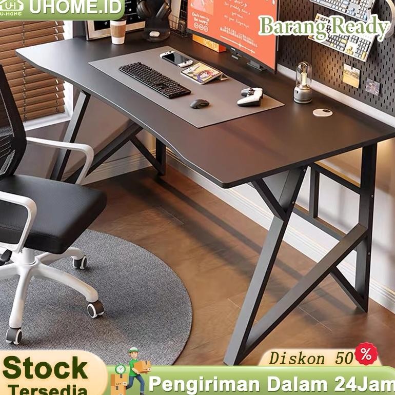 Meja Komputer Hitam Meja Gaming Kuat Dan Kokoh Meja Pc 160CM Meja Kantor Meja Komputer Gaming