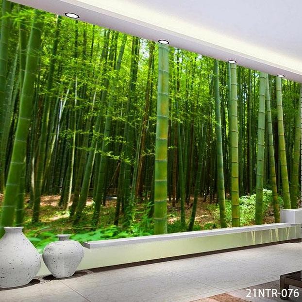 Wallpaper Dinding 3D Custom Pohon Bambu Hijau Rimbun (21NTR-076)