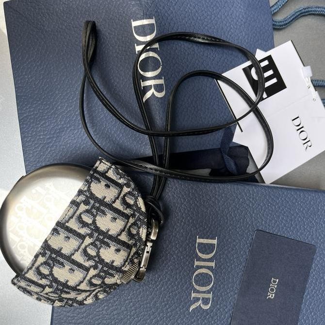 

DIOR Navy & Yellow Oblique Neck Flask with Leather Lanyard Kualitas Original
