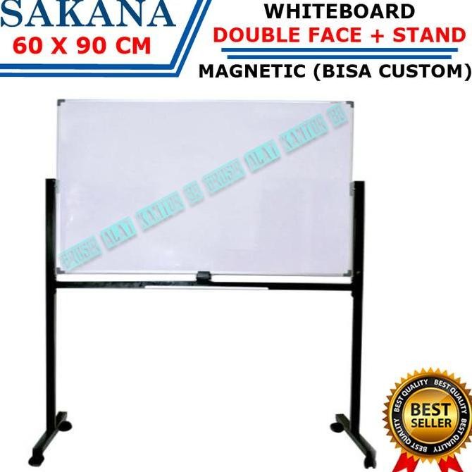 

Whiteboard SAKANA 60 x 90 Double Face + Kaki / White Board 60x90 Stand / Papan Tulis Kualitas Original