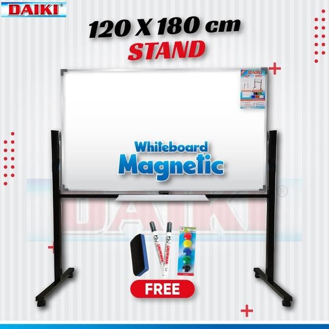 

Papan tulis / Whiteboard DAIKI Magnet double face Stand Uk 120x180 Cm Kualitas Original