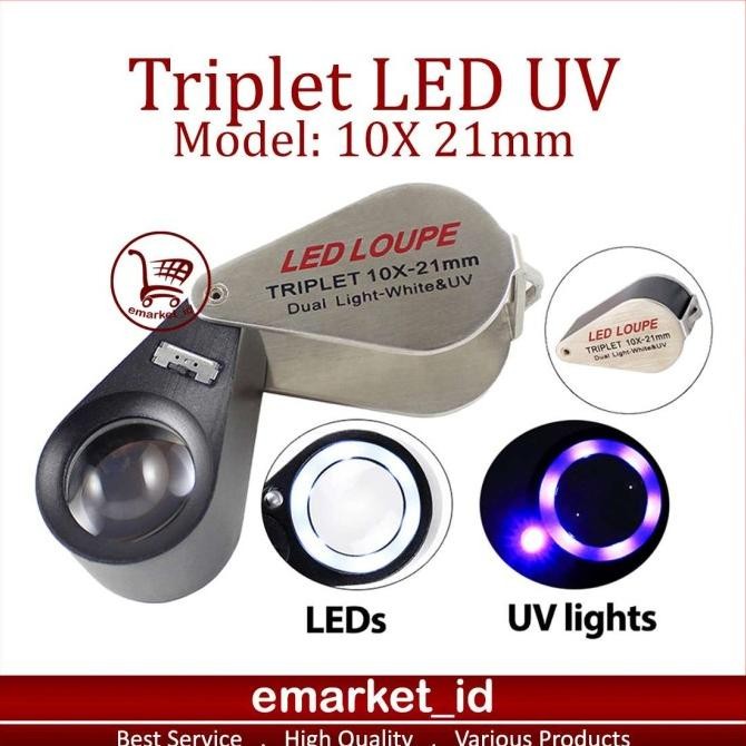 

Triplet LED UV 10X 21mm AG80 / Kaca Pembesar Lipat Saku Loupe / Lup Kualitas Original