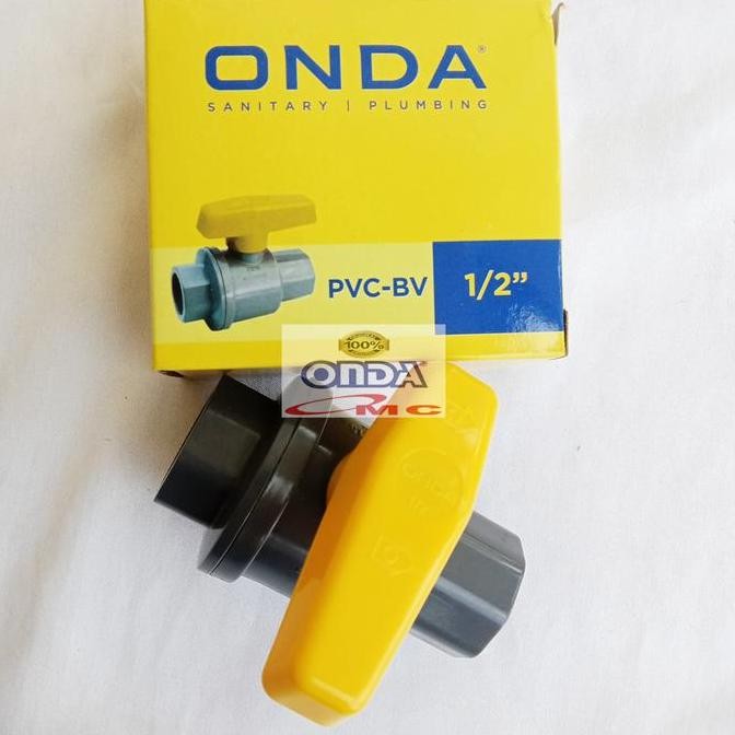Ball Valve Bal Bol Brass Stop Kran Keran Pvc 1/2 Inch Onda Pvc-Bv-1P2 Produk Lengkap