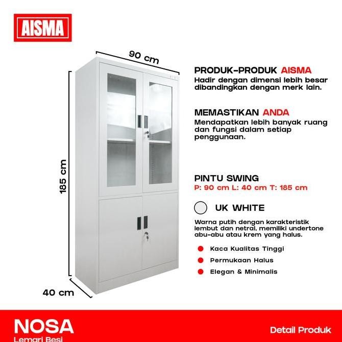 

Lemari Besi/Baja / Lemari Kaca / Lemari File / Filling Cabinet / Nosa Kualitas Original