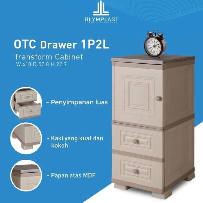 

OLYMPLAST OTC 1P2L LEMARI CABINET DRAWER 1 PINTU 2 LACI Kualitas Original