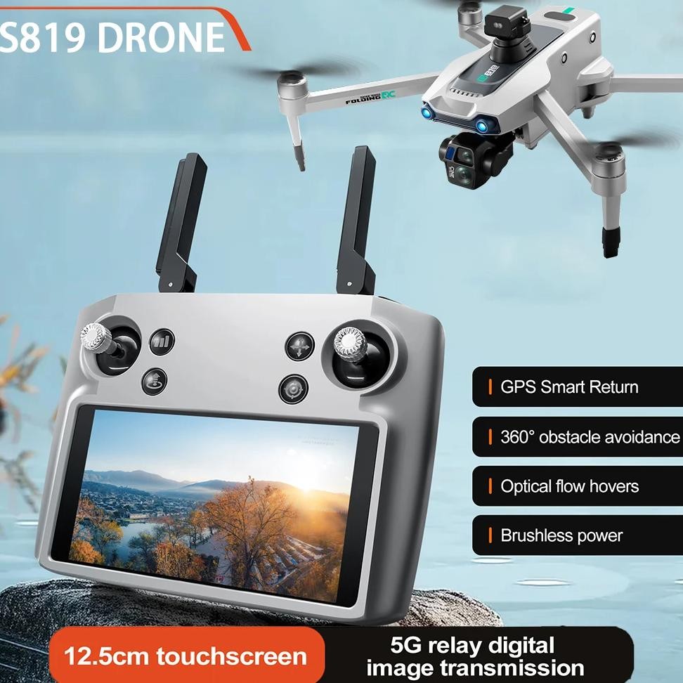 S819 Pro Professional Drone With Touch Screen Fpv Drone 2.7K Aerial Camera With Dual Cameras 3-Axis 