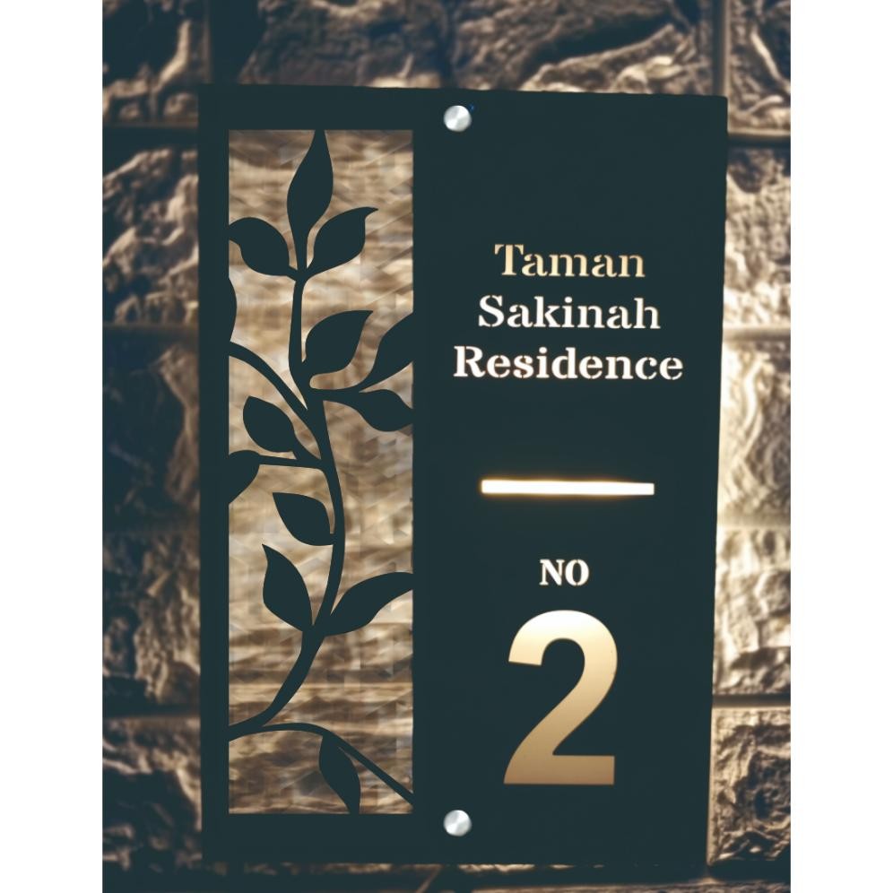 NEW HD1-B2 | PAPAN NOMOR RUMAH AKRILIK LED ELEGANT | NO RUMAH LED